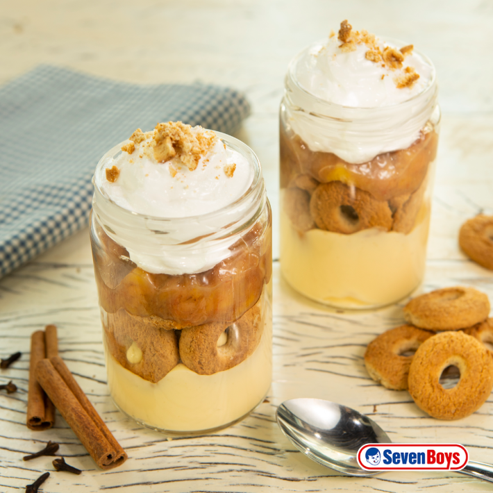 Sobremesa de Rosquinha de Aveia e Mel com creme de banana