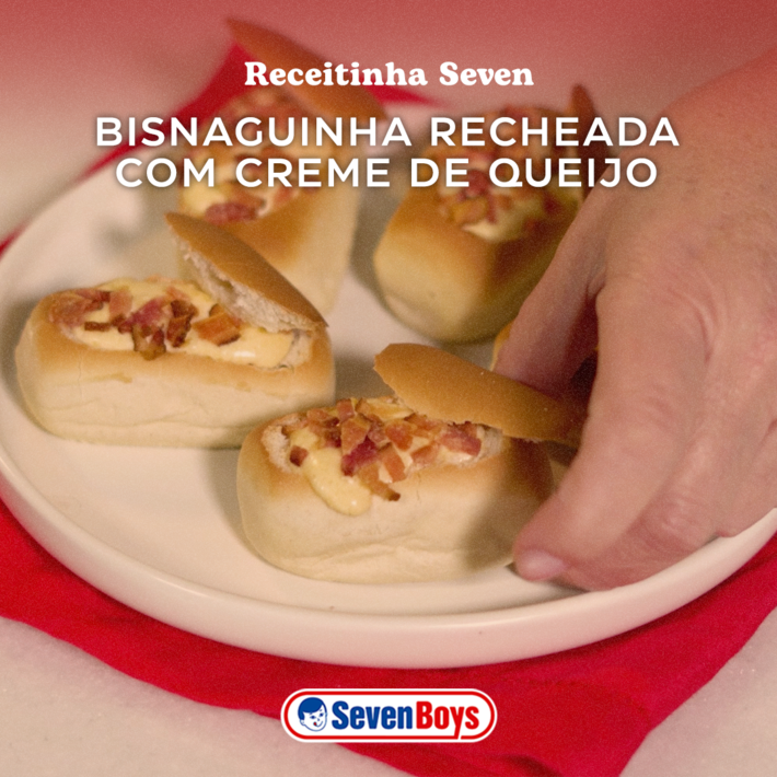 Bisnaguinhas recheadas com creme de queijo e bacon