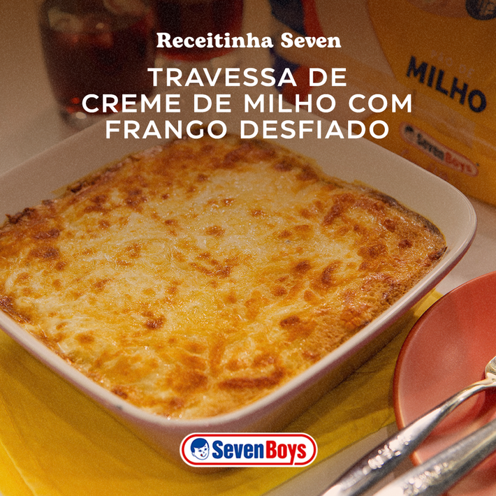 Travessa de Creme de Milho com Frango Desfiado